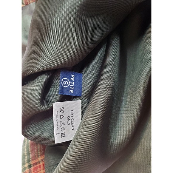 Liz Sport Vest Womens Petite Small Multi Plaid Velour Pocket V Neck Button Front - Picture 6 of 6